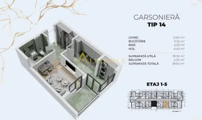 Garsoniera decomandata | 39 MP | Metrou Berceni - foto 9