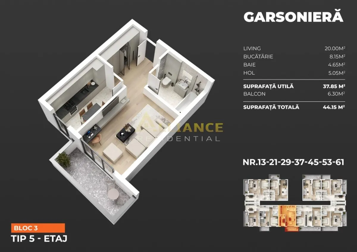 Garsonieră 45 mp Decomandată – 1 Minut Metrou Berceni  Bloc Premium - foto 5