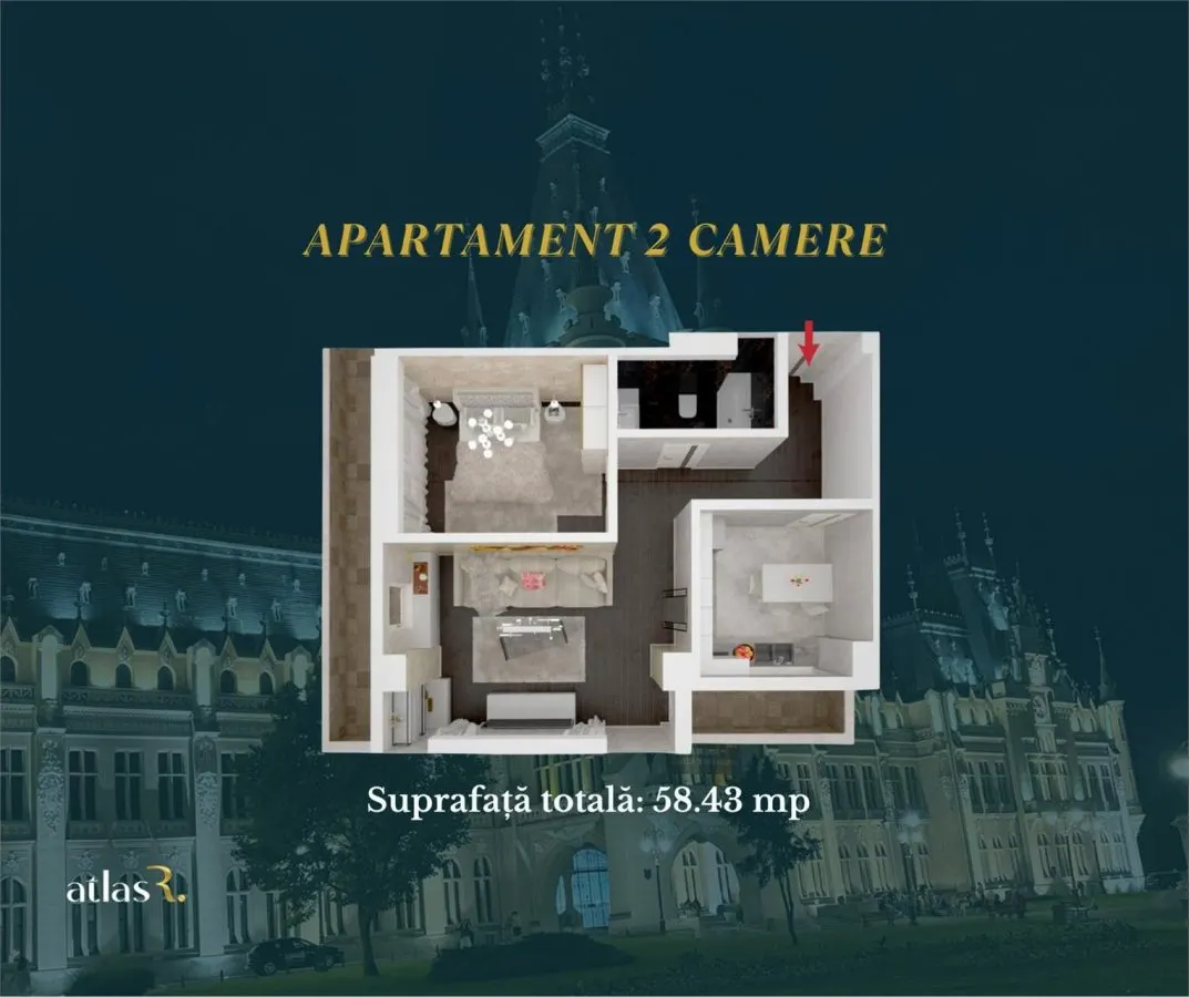 Apartament 2 camere | Intabulat | 58.43 mp | 109.585 euro | Comision 0 - foto 9