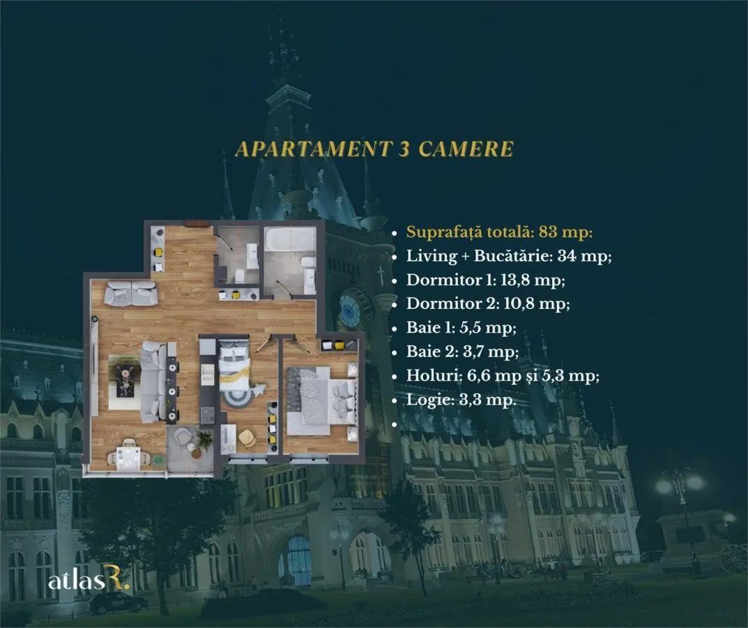 Apartament 3 camere |  83 mp | Dacia/Pacurari | Comision 0 - foto 12