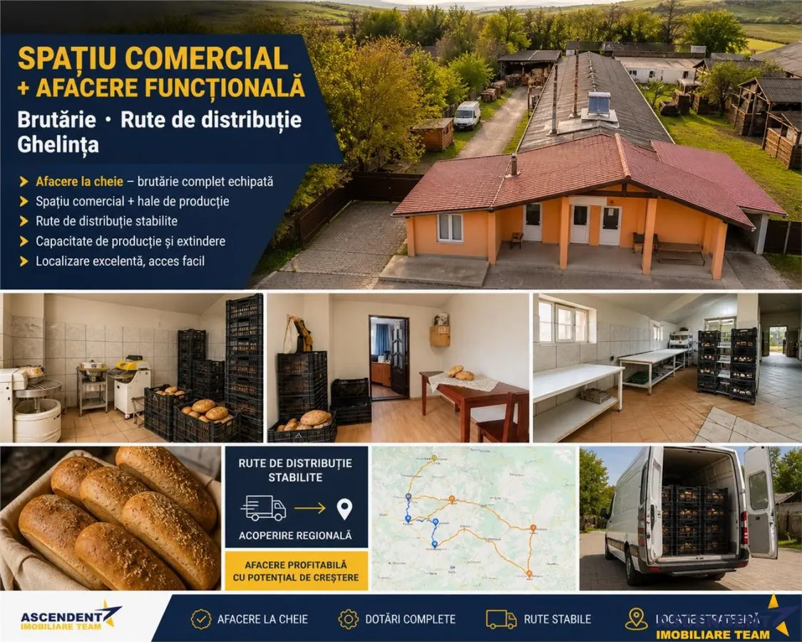 Spatiu comercial+afacere functionala: brutarie,rute de distributie,Ghelinta - foto 1