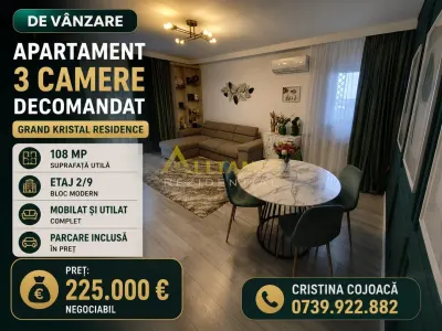 Grand Kristal Apartament 3 camere Mobilat si Utilat + Parcare Inclusa - foto 1